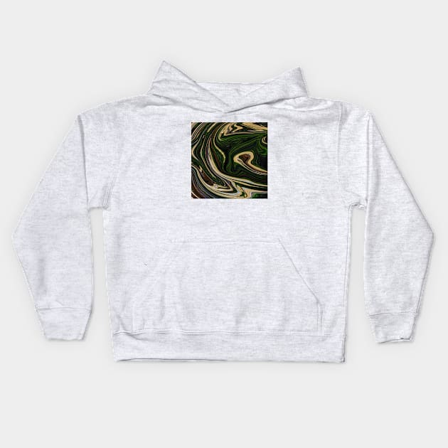 Abstract Dark green black Marble colors grading pattern Kids Hoodie by Dolta